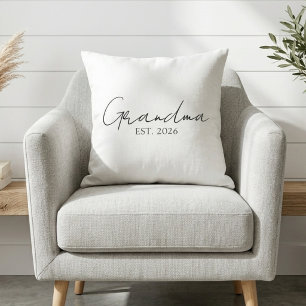 Neutral Grandma Est. Year Timeless Typography Throw Pillow