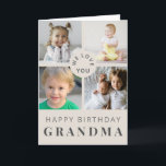 Neutral Grandma Photo Collage Birthday Card<br><div class="desc">Elegant neutral photo collage birthday card for Grandma featuring four custom photos and a heartfelt “We Love You” message. A beautiful keepsake from grandkids,  perfect for a meaningful and stylish birthday gift.</div>