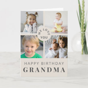 Neutral Grandma Photo Collage Birthday Card