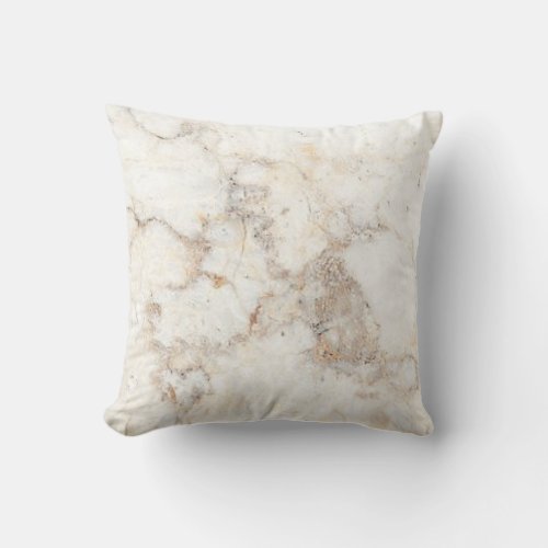 Neutral Gray and Beige Marble Throw Pillow