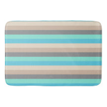 Neutral gray and green stripe Bath Mat