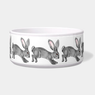Neutral Gray Bunny Rabbit Pattern Minimal Animal Bowl