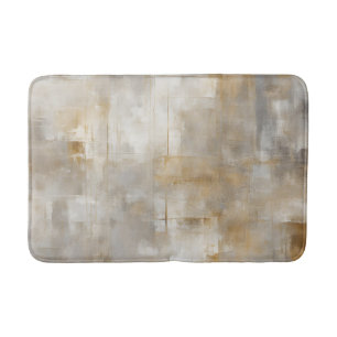 Neutral Gray Gold Plaid Bath Mat
