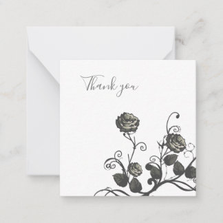 Neutral Gray rose Thank you Card