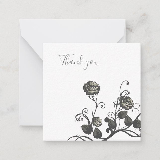 Neutral Gray rose Thank you  Card (Front)