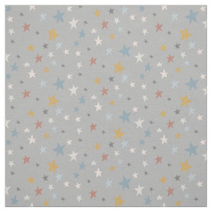 Neutral Gray Scattered Stars Gold Baby Nursery Fabric