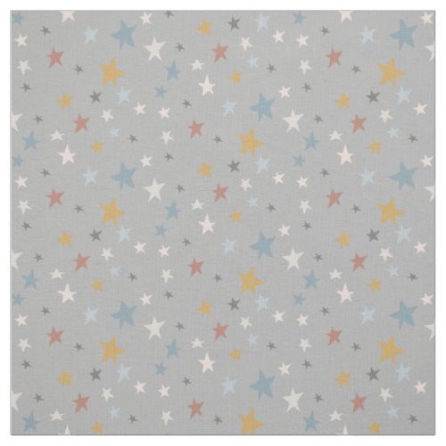 Neutral Gray Scattered Stars Gold Baby Nursery Fabric