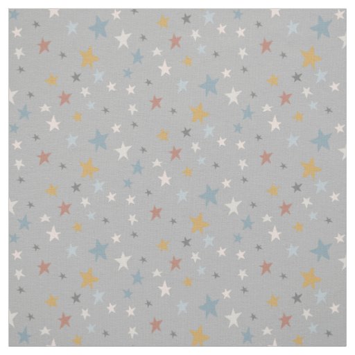 Neutral Gray Scattered Stars Gold Baby Nursery Fabric