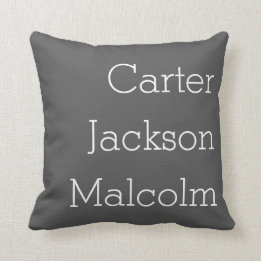 Neutral Gray Three Kids Names Personalized Family Throw Pillow