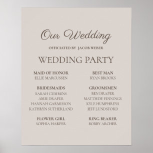 Neutral Gray Wedding Party Names Sign