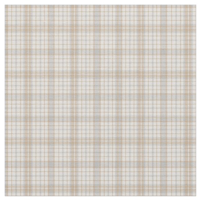 Neutral Grays Creams and Beiges Plaid Pattern Fabr Fabric (Close Up)