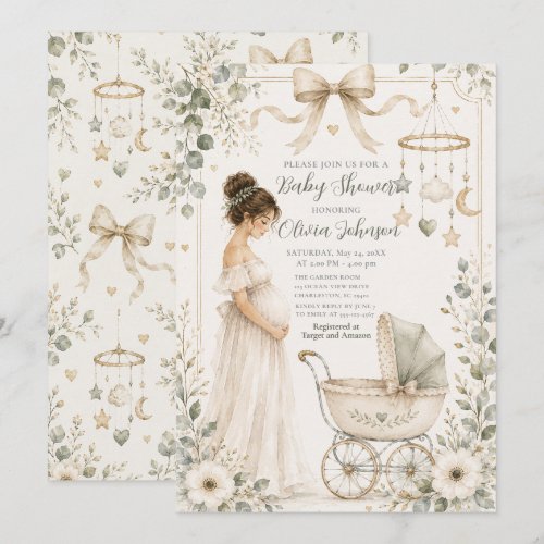 Neutral Green Baby Shower Invitation
