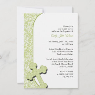 Neutral Green Baptism Invitation