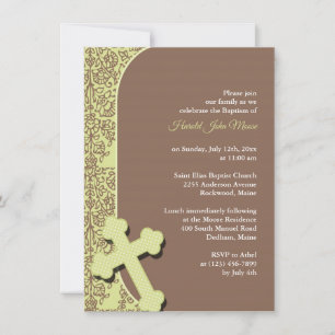 Neutral Green Baptism Invitation