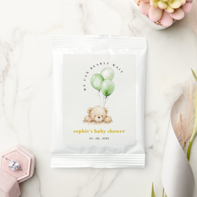 Neutral Green Bearly Wait Balloon Baby Shower Lemonade Drink Mix (Wedding)