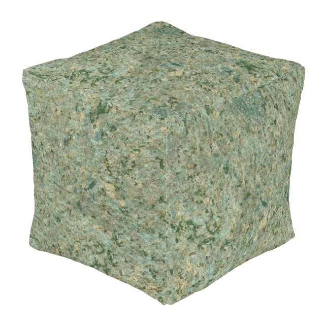 Neutral Green Rock Texture Geology Surface Outdoor Pouf (Angled Front)