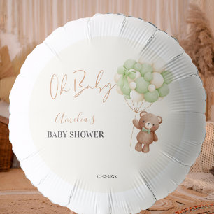 Neutral Green Teddy Bear Oh Baby Balloon Baby 