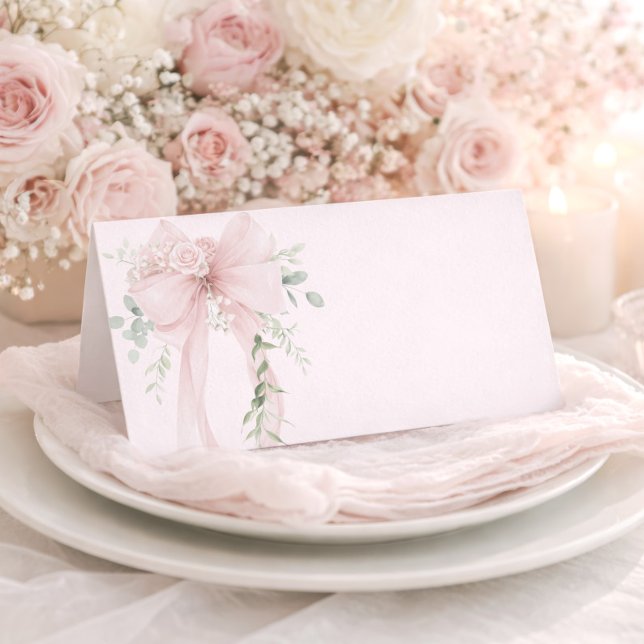 Neutral Greenery Bow Baby in Bloom Place Card (Creator Uploaded)