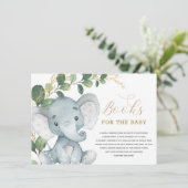 Neutral Greenery Gold Elephant Books for Baby Enclosure Card (Standing Front)