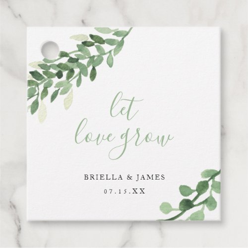 Neutral Greenery Let Love Grow thank you Favor Tags