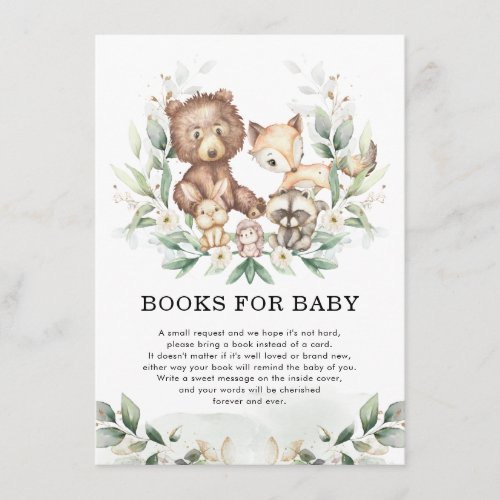 Neutral Greenery Woodland Animals Books for Baby Enclosure Card