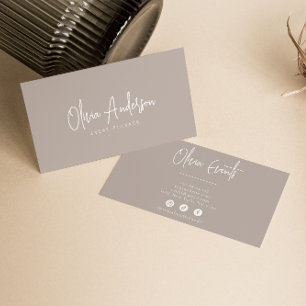 Neutral Grey Taupe Minimalist Boho Chic Modern Business Card