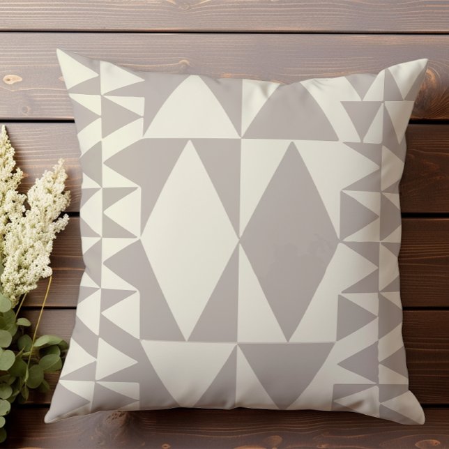 Neutral Halftone geometric pattern III Throw Pillow (Creator Uploaded)