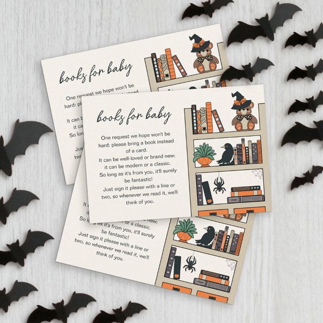 Neutral Halloween Baby Shower Books For Baby Enclosure Card (Creator Uploaded)