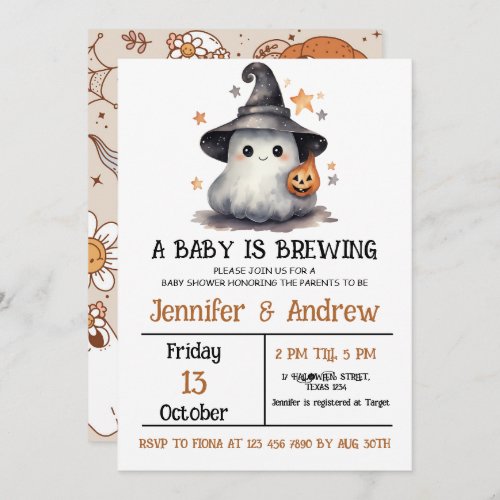 Neutral Halloween Baby Shower Invitation