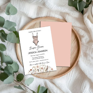 Neutral Handdrawn Floral Negligee Lingerie Shower  Invitation