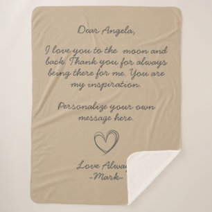 Neutral Handwritten Love Letter or Message    Sherpa Blanket