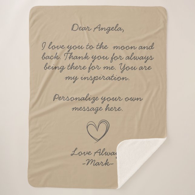 Neutral Handwritten Love Letter or Message    Sherpa Blanket (Front)