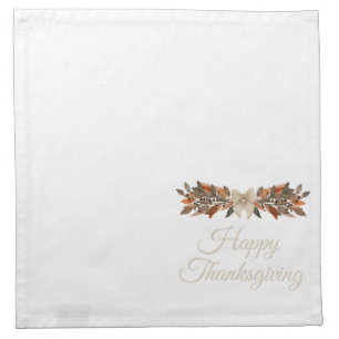 Neutral “Happy Thanksgiving” Cocktail Cloth Napkin