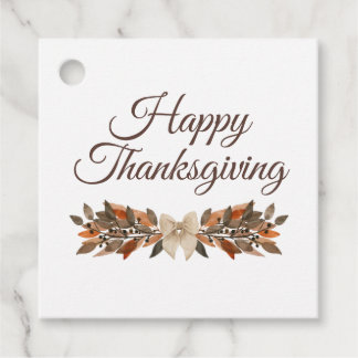 Neutral “Happy Thanksgiving” Favor Tags
