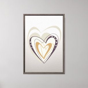 Neutral Heart Pattern Love Wall Art Design