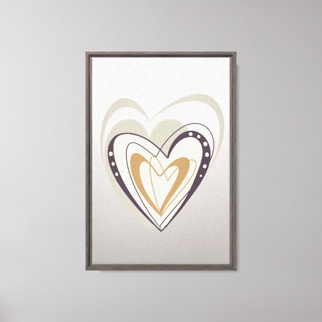 Neutral Heart Pattern Love Wall Art Design (Front)
