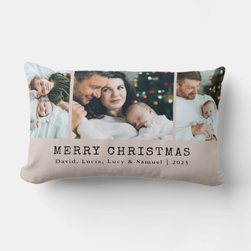 Neutral Holiday Photo Throw Pillow