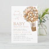 Neutral Hot Air Balloon Bear Baby Shower Invite (Standing Front)