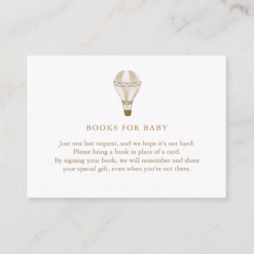 Neutral Hot Air Balloon  Books for Baby Enclosure Card