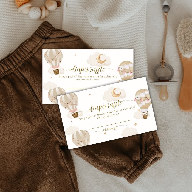Neutral Hot Air Balloon Diaper Raffle Baby Shower  Enclosure Card (Neutral Hot Air Balloon Diaper Raffle Baby Shower Enclosure Card)
