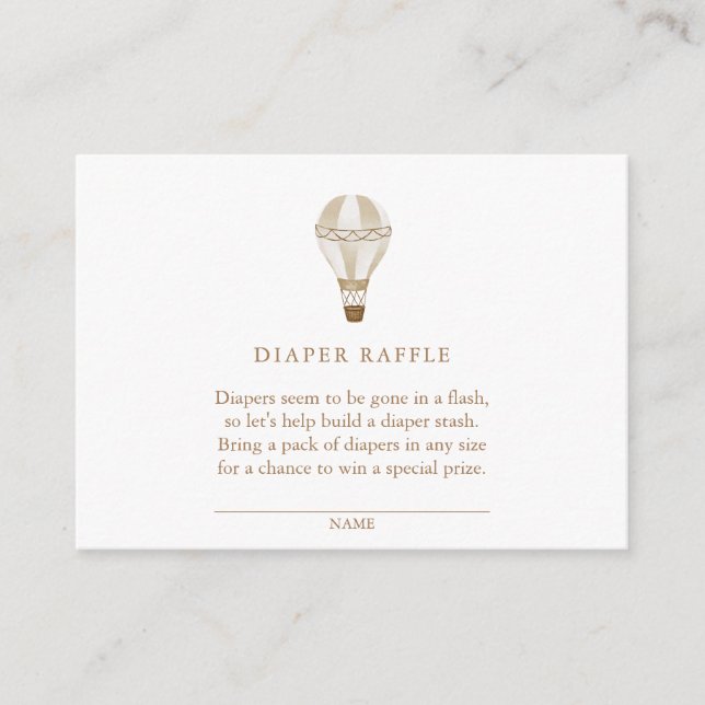 Neutral Hot Air Balloon | Diaper Raffle Enclosure Card (Front)