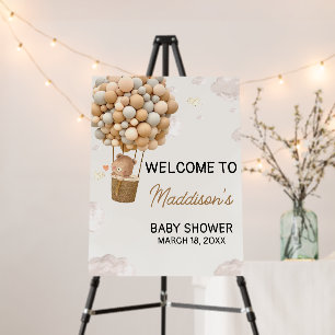 Neutral Hot Air Balloon Up and Away Welcome Sign