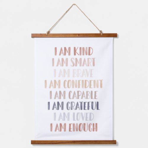 Neutral I am Affirmations for Kids Hanging Tapestry