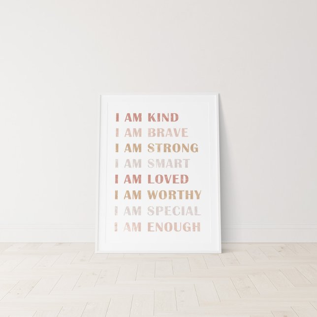 Neutral “I Am Kind” Affirmation Poster for Kids (Creator Uploaded)