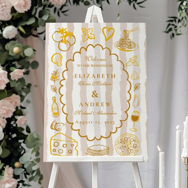 Neutral Italian Food Wedding Design Foam Board (Creator Uploaded)