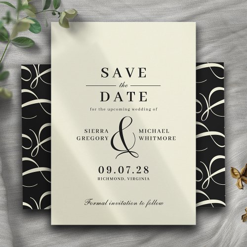 Neutral Ivory  Black  Classic Modern Vintage Save The Date