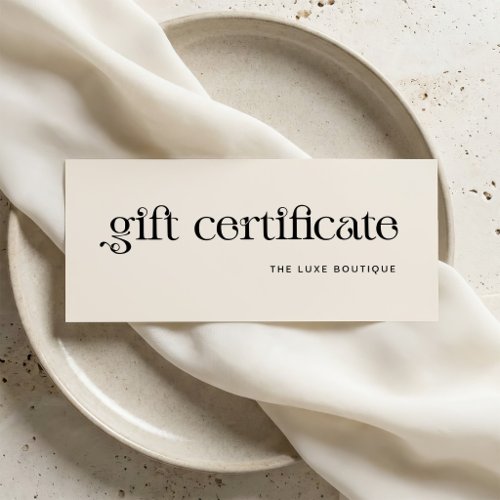 Neutral Ivory | Black Typography Gift Certificate