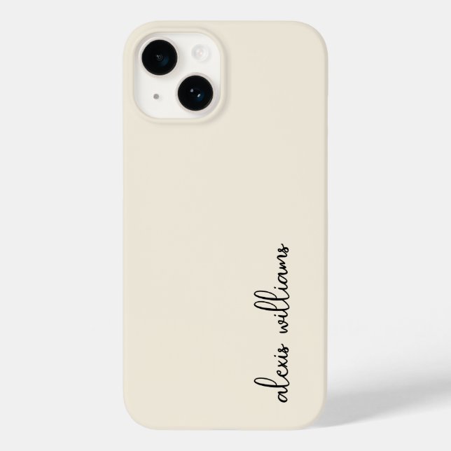 Neutral Ivory Minimalist Script Signature Monogram Case-Mate iPhone Case (Back)