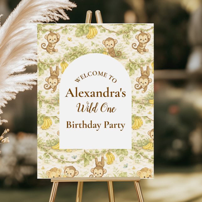Neutral Jungle Animals Wild One Birthday Foam Board (Creator Uploaded)