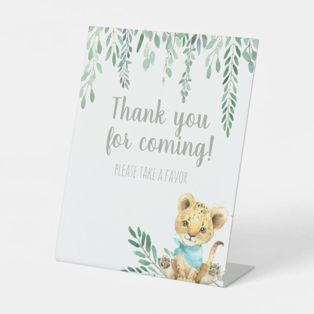 Neutral Jungle Baby Shower Favor Sign (Front)